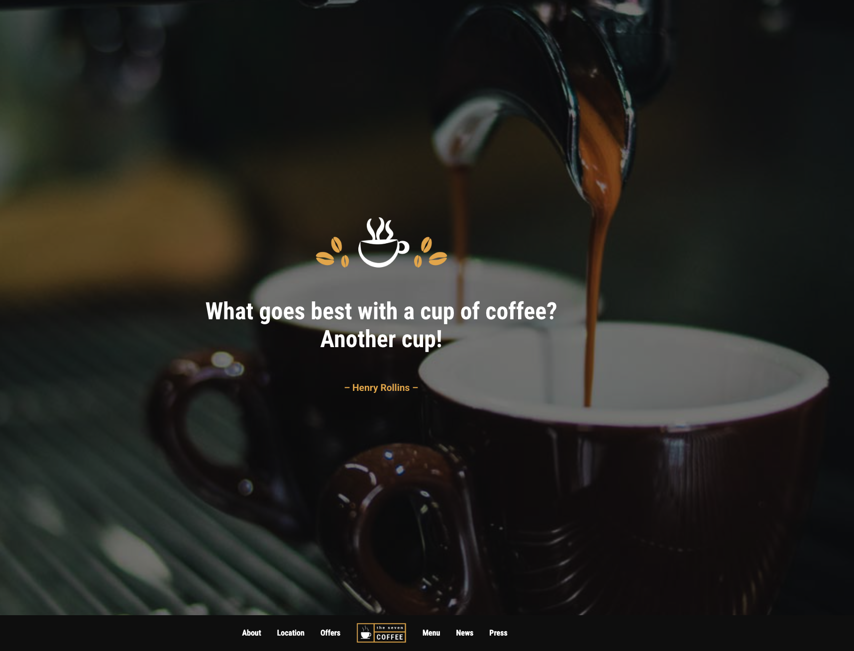 Vollbild Hero-Slider einer Café-Website mit atmosphärischem Kaffeefoto – Webdesign Beispiel Gastronomie