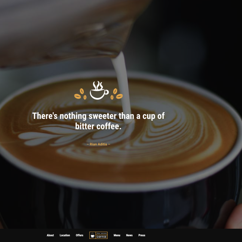Vollbild Hero-Slider einer Café-Website mit Latte-Art-Foto – Webdesign Beispiel für Gastronomie Paderborn