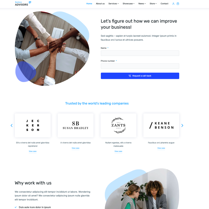 Leistungsseite mit Preiskarten und Kontaktformular – professionelles Webdesign für Dienstleister