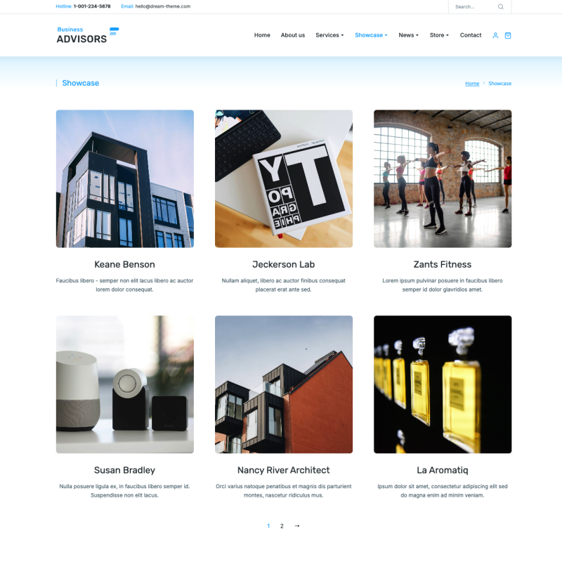 Portfolio-Übersichtsseite einer professionellen Unternehmenswebsite – Webdesign Showcase Beispiel