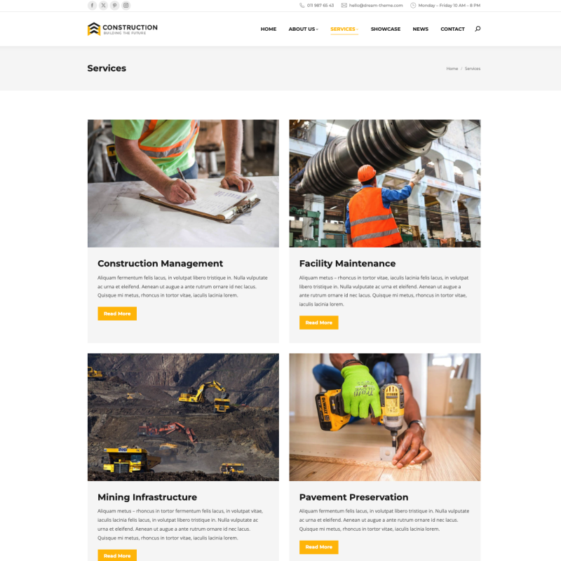 Leistungs-Detailseite mit großformatigen Bild-Cards für Handwerksbetriebe – Webdesign Referenz