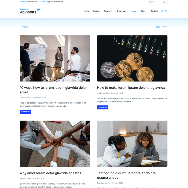 Blog- und News-Übersichtsseite einer professionellen Unternehmenswebsite – Content-Struktur Beispiel