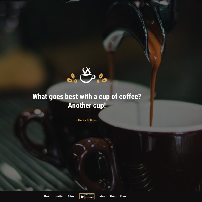 Vollbild Hero-Slider einer Café-Website mit atmosphärischem Kaffeefoto – Webdesign Beispiel Gastronomie