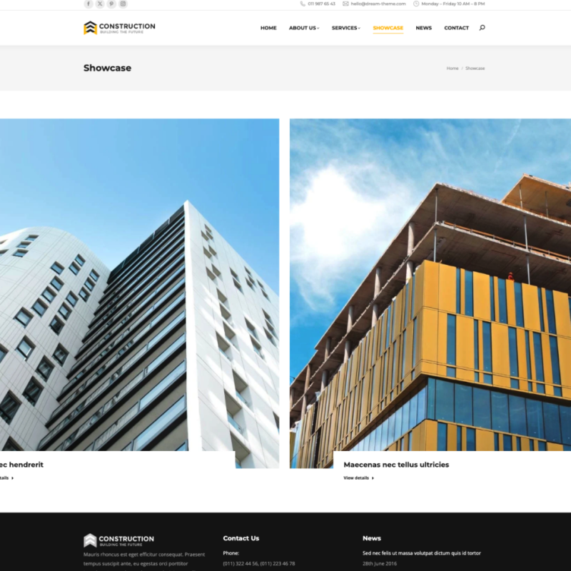 Portfolio- und Showcase-Seite mit großformatigen Architekturfotos – Webdesign Referenz für Bauunternehmen