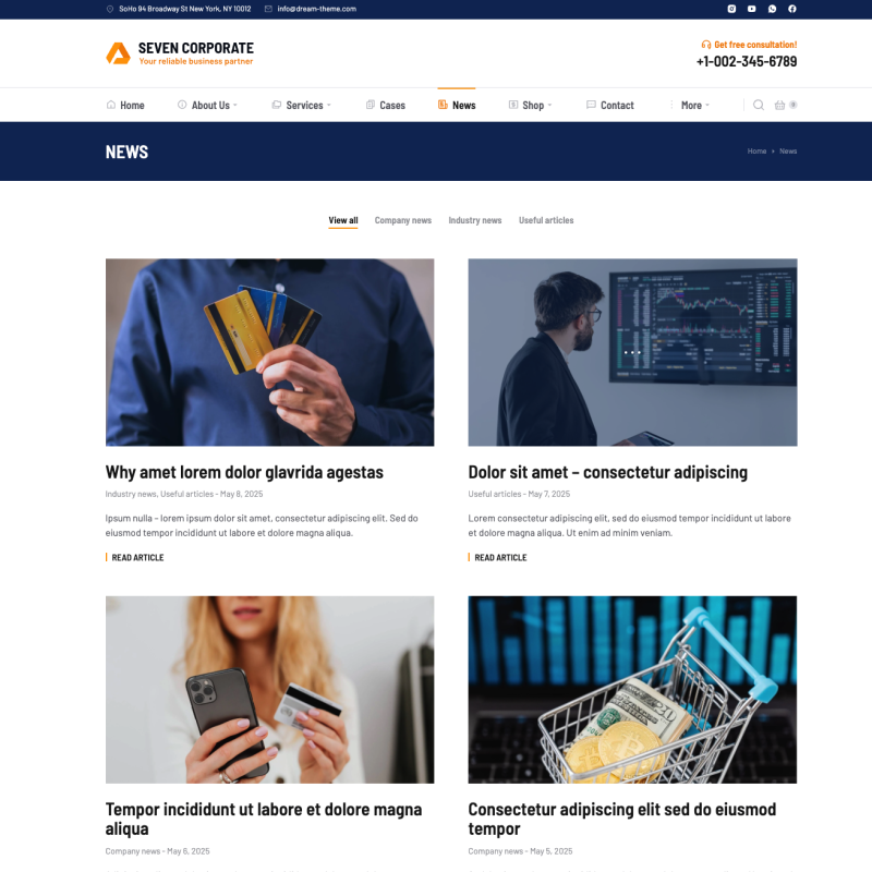 Blog- und News-Übersichtsseite einer professionellen Unternehmenswebsite – Content-Struktur für Dienstleister