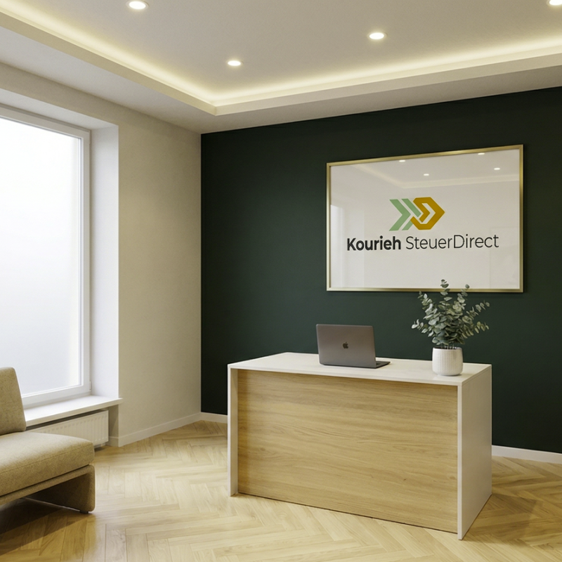 Farbiges Logo Kourieh SteuerDirect Bielefeld – professionelles Branding für Steuerberater in OWL
