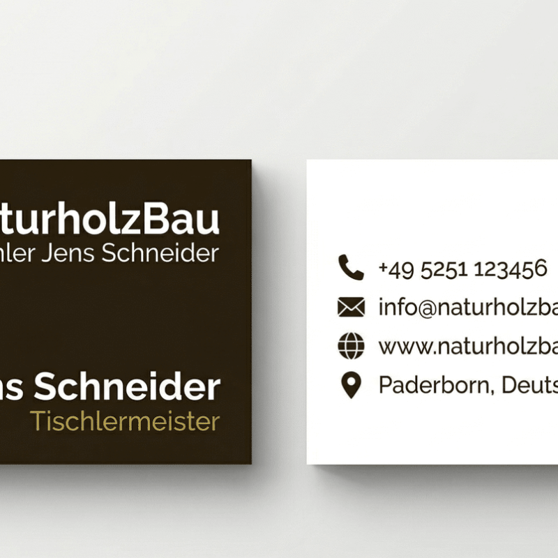 Visitenkarte Tischlermeister Jens Schneider NaturholzBau Paderborn – Branding für Handwerker